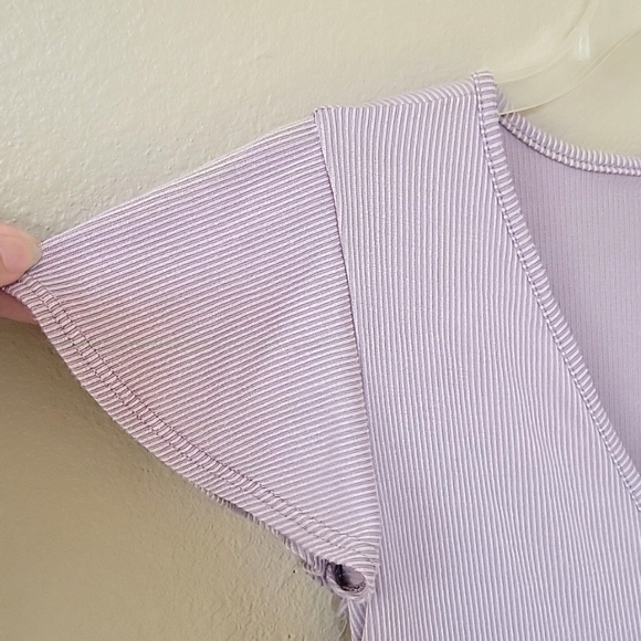 See You Monday Lavender Ribbed V-Neck Dress - Size Large - Picture 5 of 7